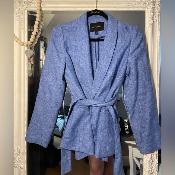 Banana Republic Blue Blazer Jacket - with wrap tie waist - Picture 2 of 5